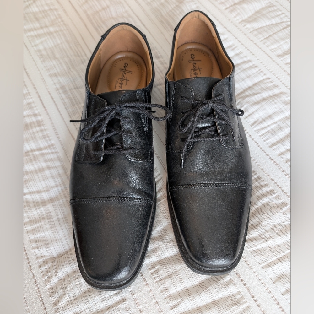 Clarks Men's Black Leather Tilden Cap Toe Oxford Size 11W